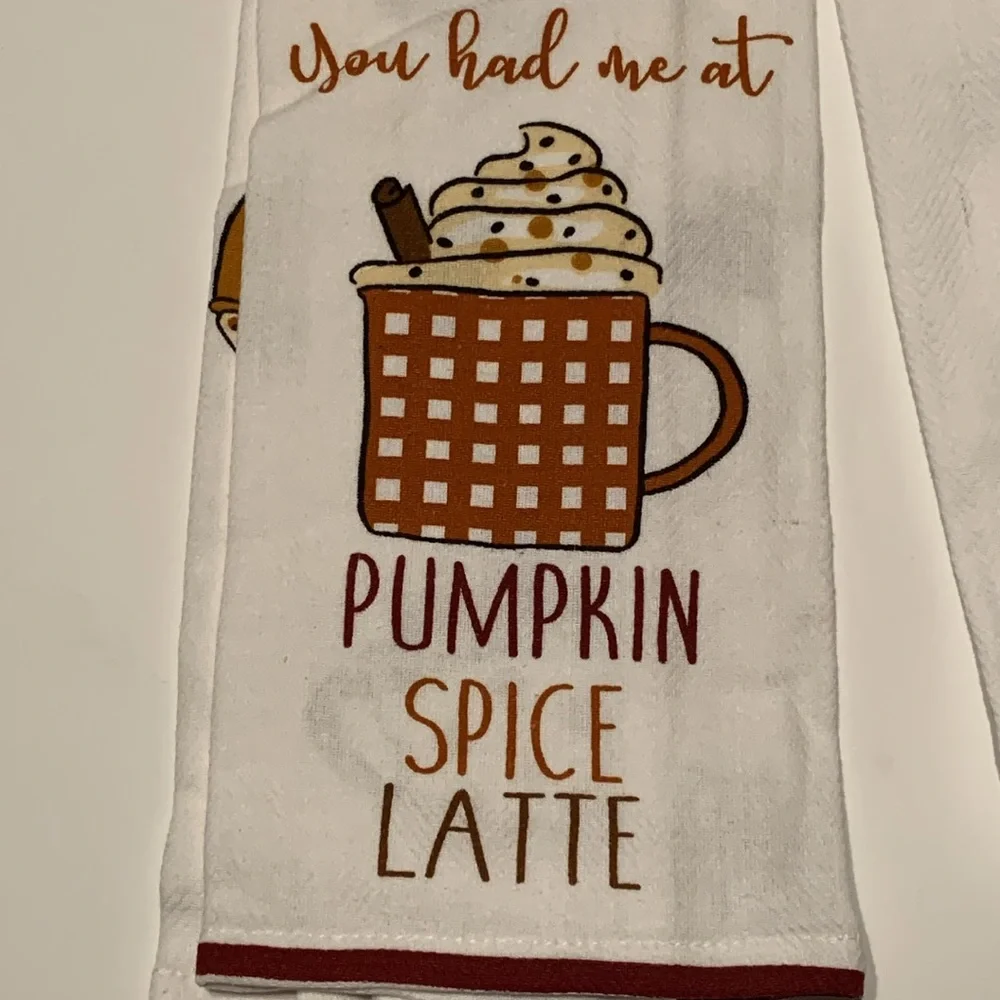 Harvest “You had me at Pumpkin Spice Latte” Kitchen Towel Set of 2